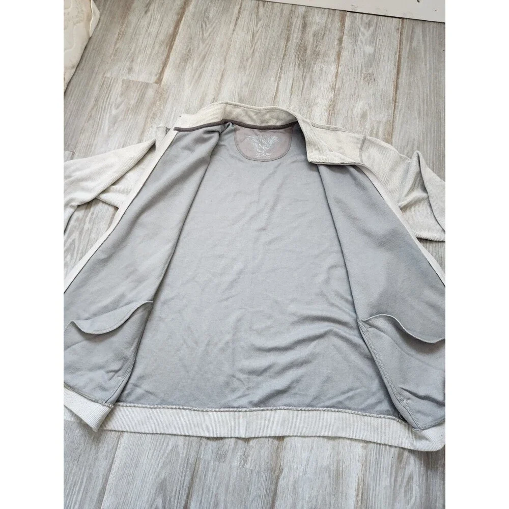 Y2K Gray Full Zip Jacket XL Ribbed Grunge Crest Graphic Viribus Unitis High Neck